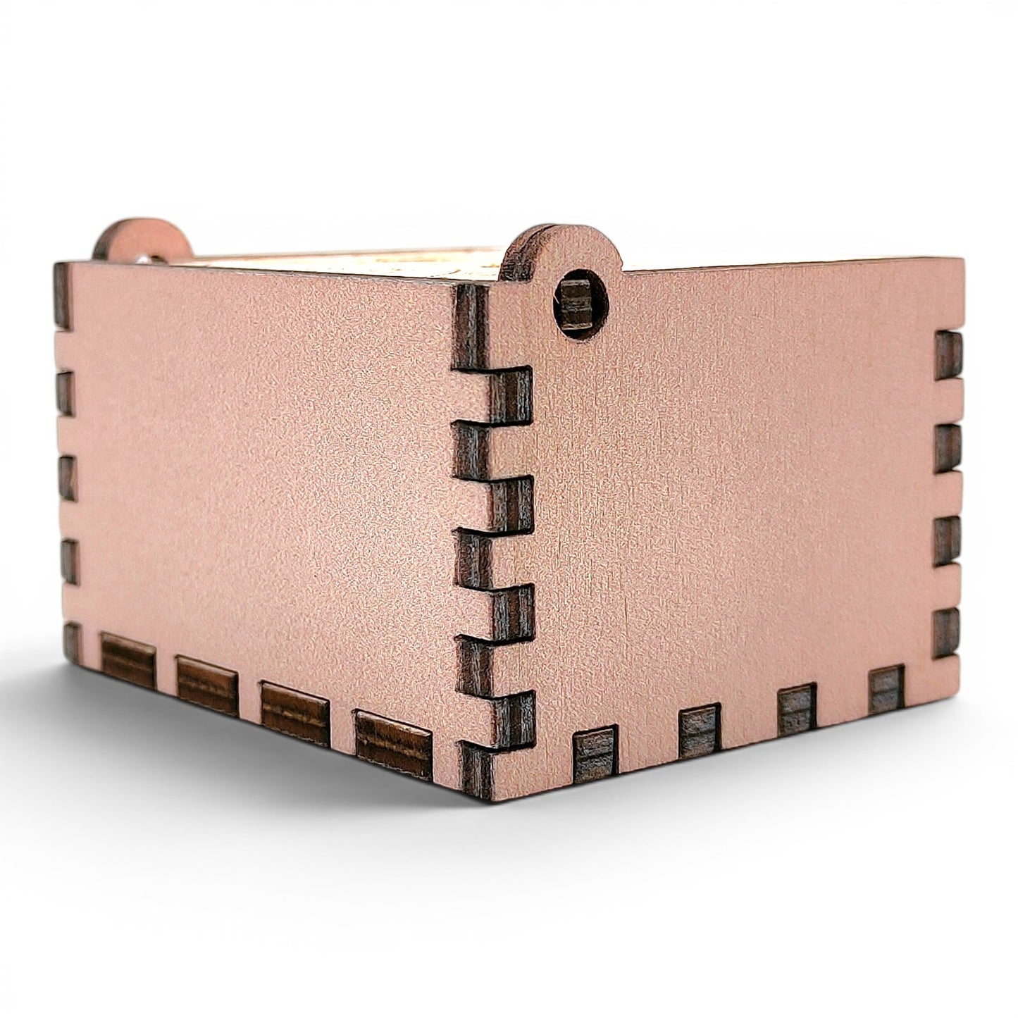 Enchanted Music Boxes cherry blossoms plywood hand-crank music box with interlocking joints and rose border engraving