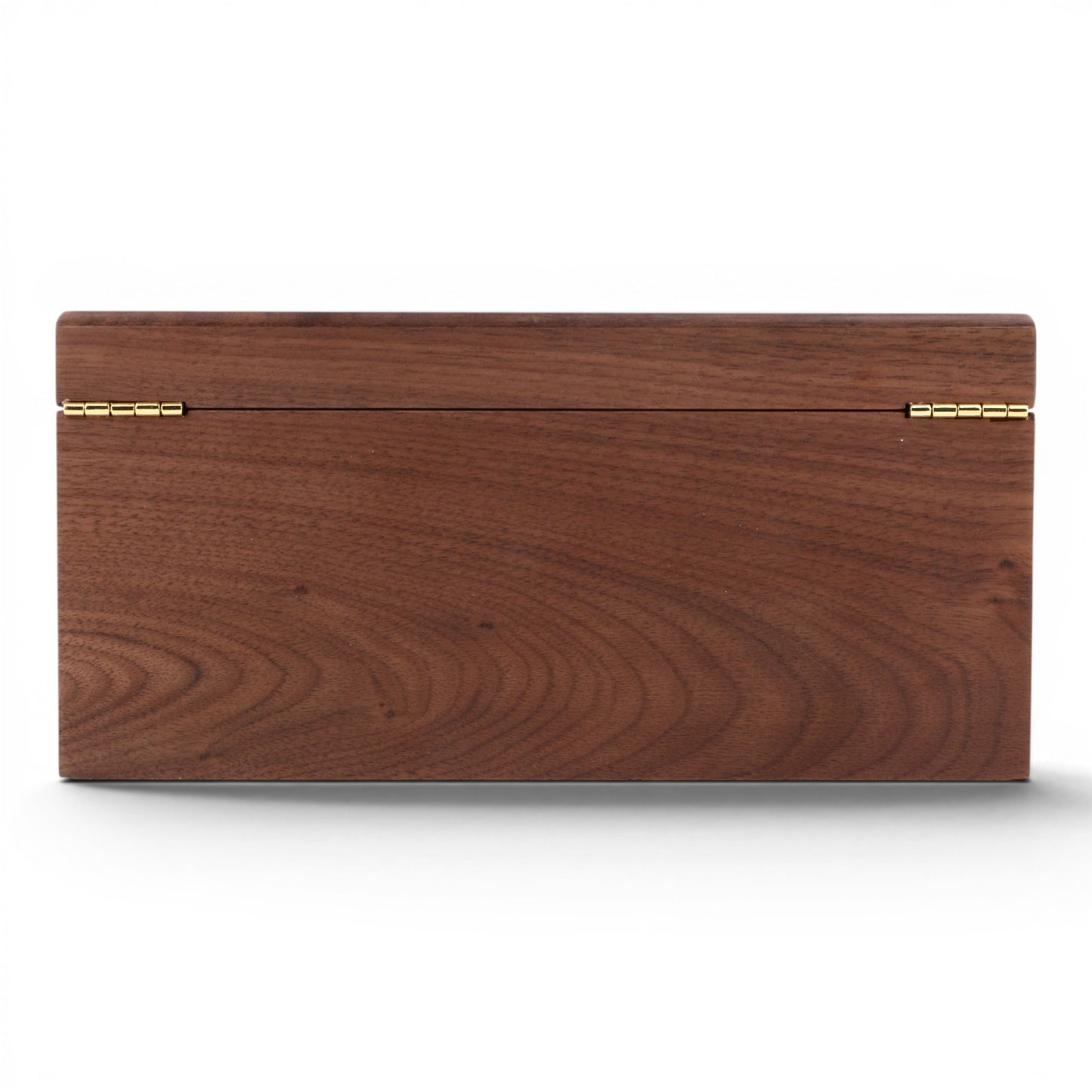 Enchanted Music Boxes 78-note walnut music box with a smooth, hand-finished wood lid and gold-tone hinges.